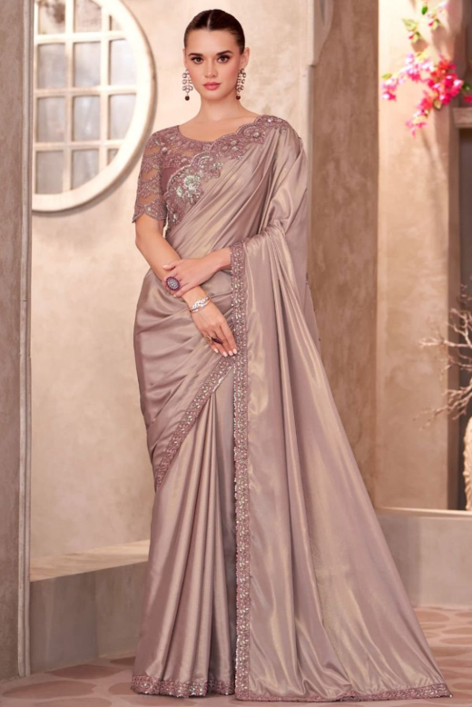 Peach Heavy Wedding Designer Saree In Silk SFSJDN31305