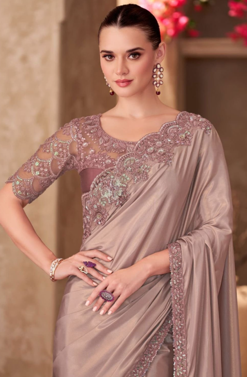 Peach Heavy Wedding Designer Saree In Silk SFSJDN31305