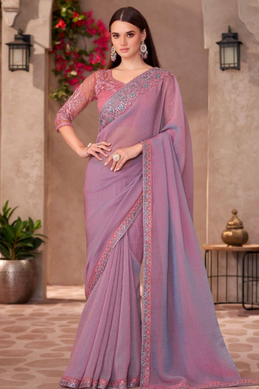 Purple Heavy Wedding Designer Saree In Silk SFSJDN31309