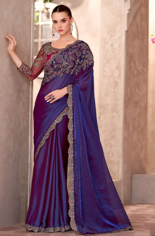 Purple Heavy Wedding Designer Saree In Silk SFSJDN31317