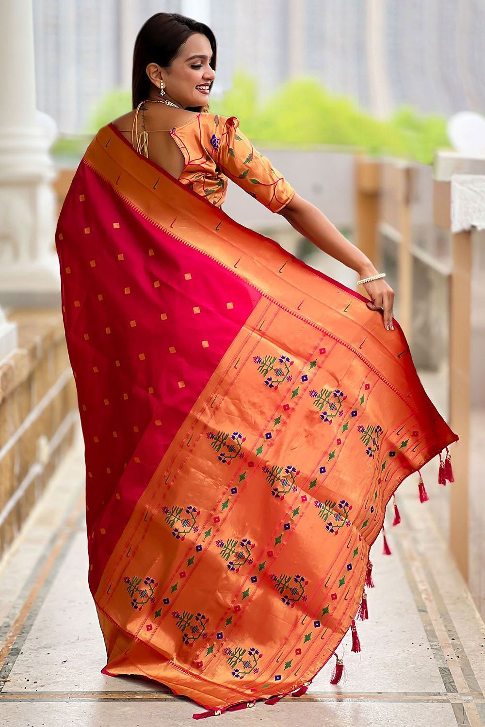 Rani Sleek Paithani Silk Saree With Blouse SFPRF251308