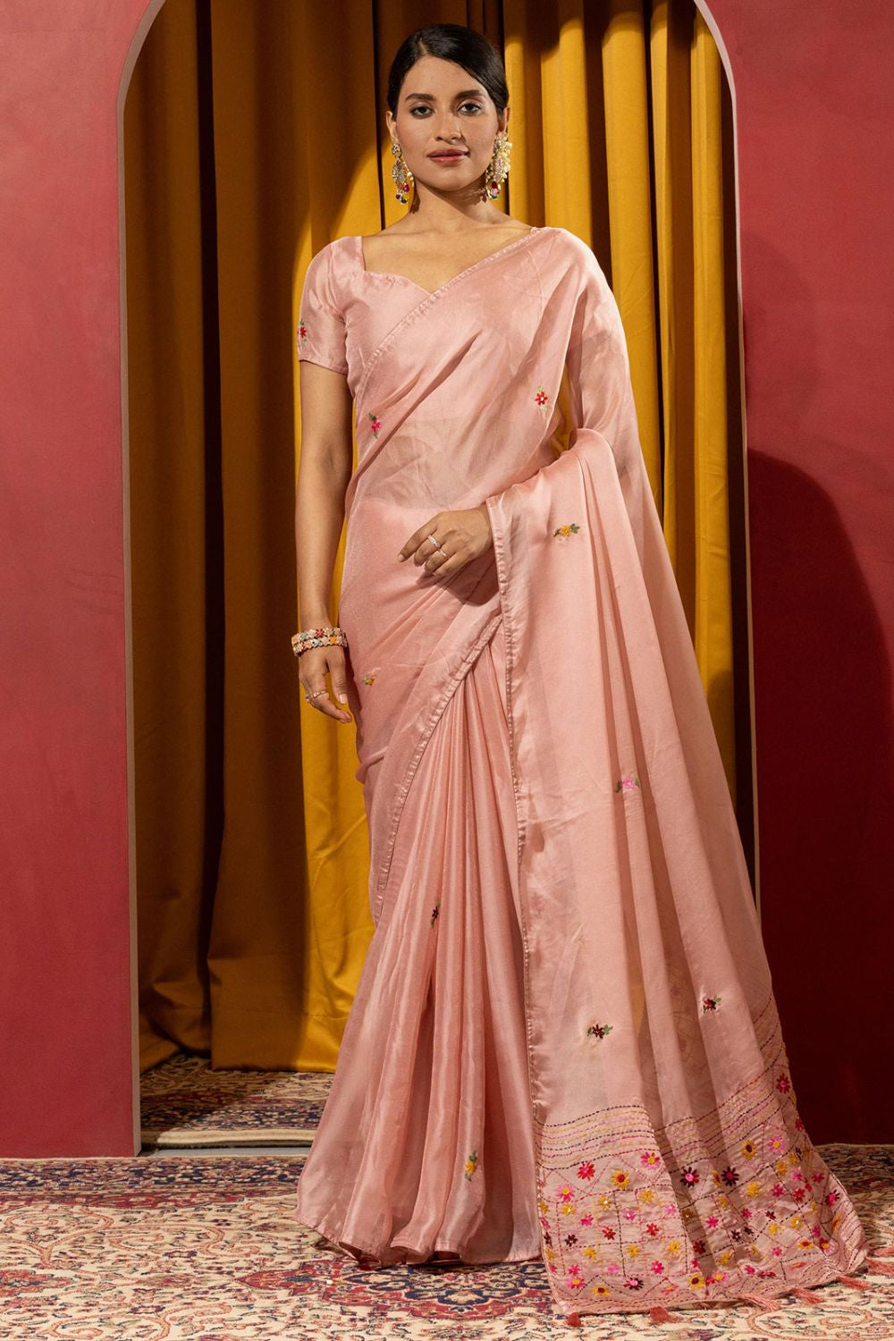 Peach Wedding Party Silk Sarees SFSDR1904