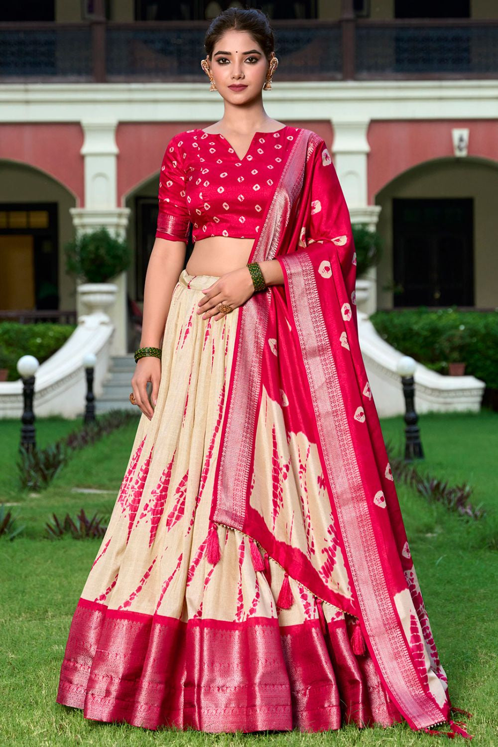 Beige Silk Navratri Lehenga Choli SFROY535304