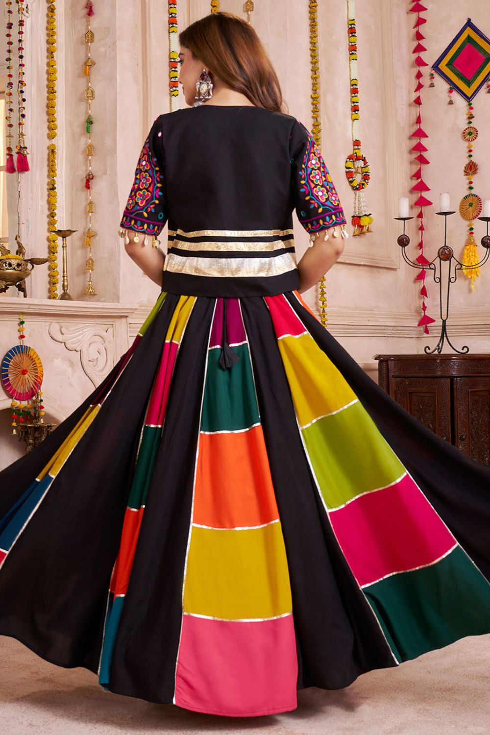 Black Cotton Navratri Chaniya Choli SFKHU20402