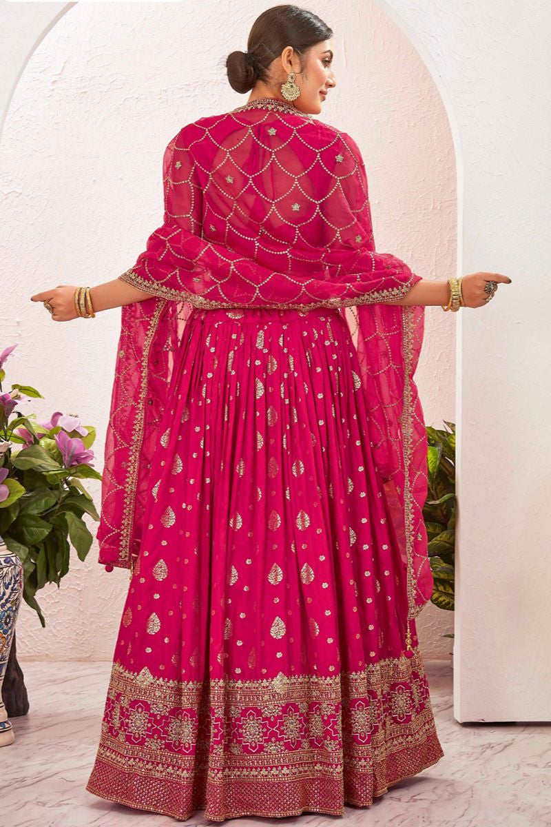 Majestic Pink Dola Silk Designer Lehengas SFSA477507R