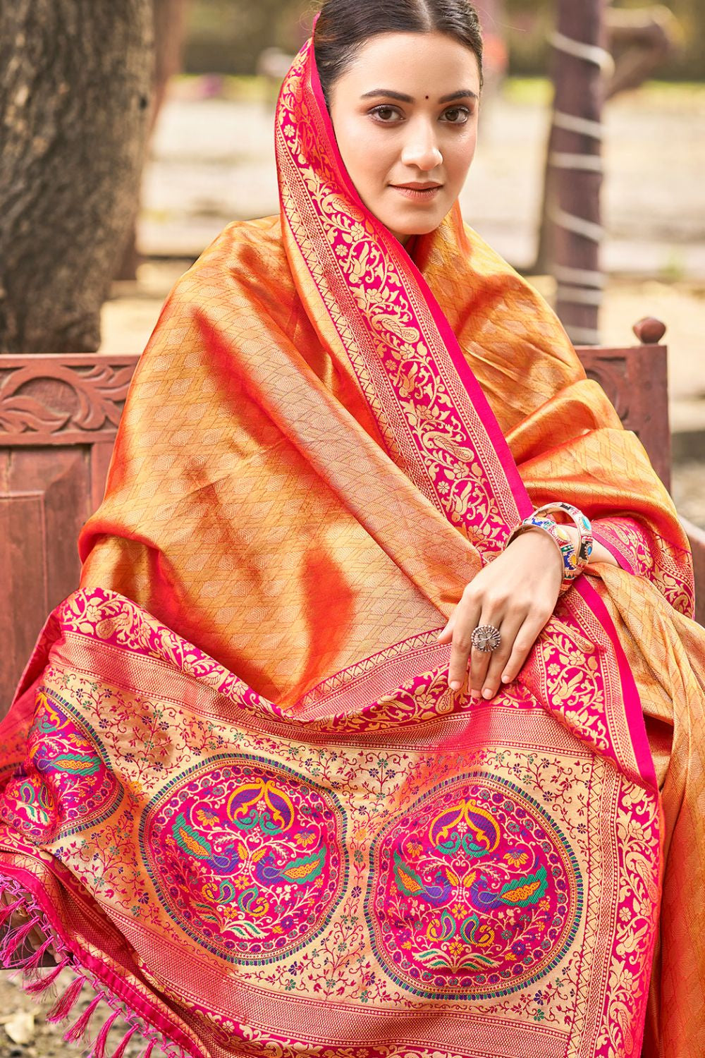 Orange Sangeet Kanjivaram Silk Sarees SFSGM119201