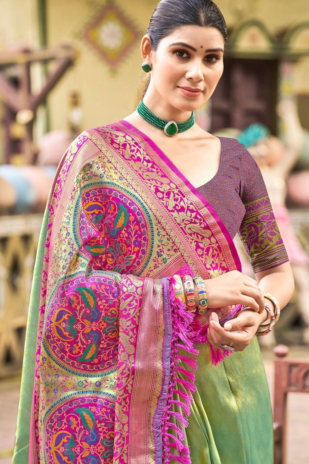 Green Sangeet Kanjivaram Silk Sarees SFSGM119202