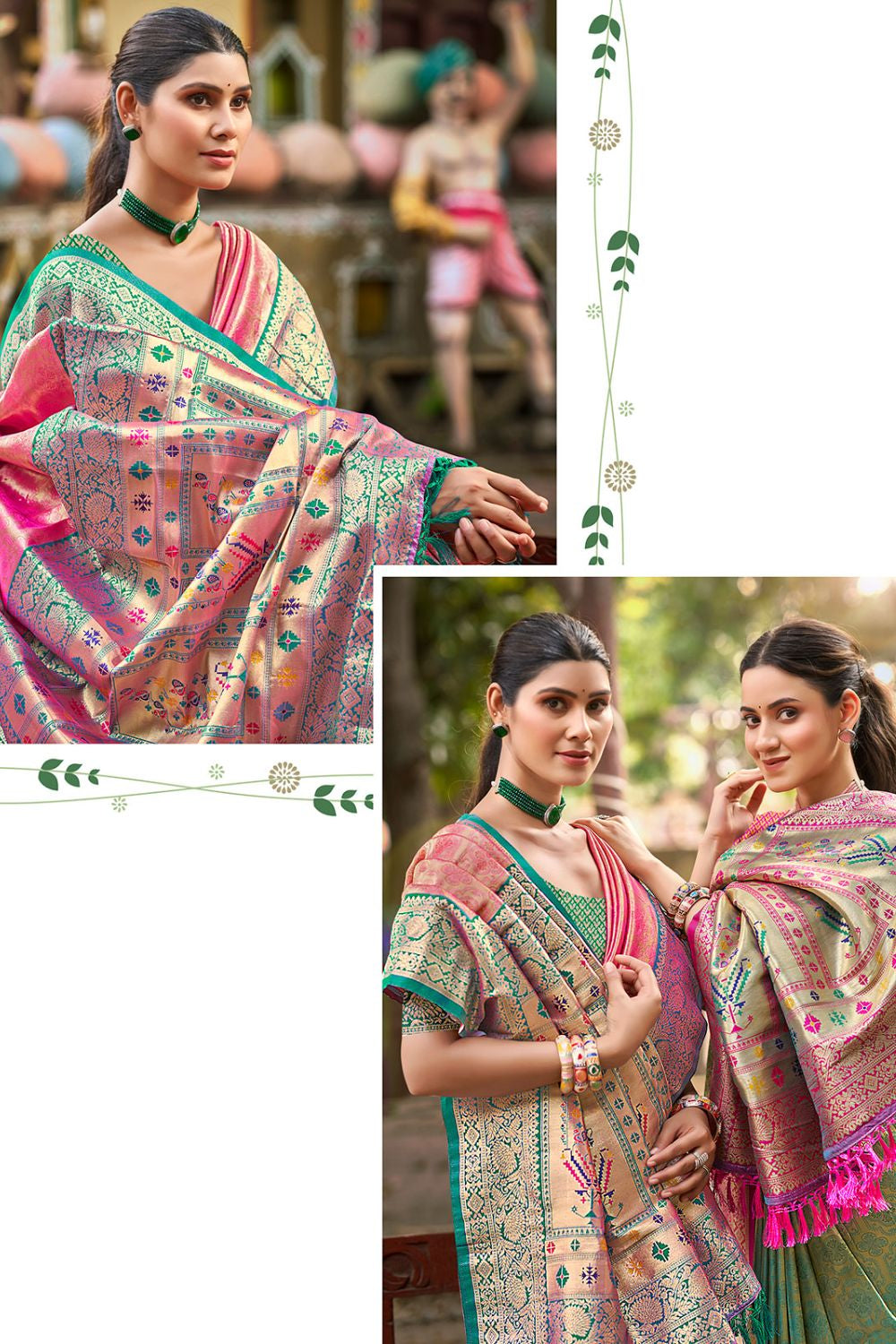 Pink Wedding Engagement Silk Saree With Blouse SFSGM119302