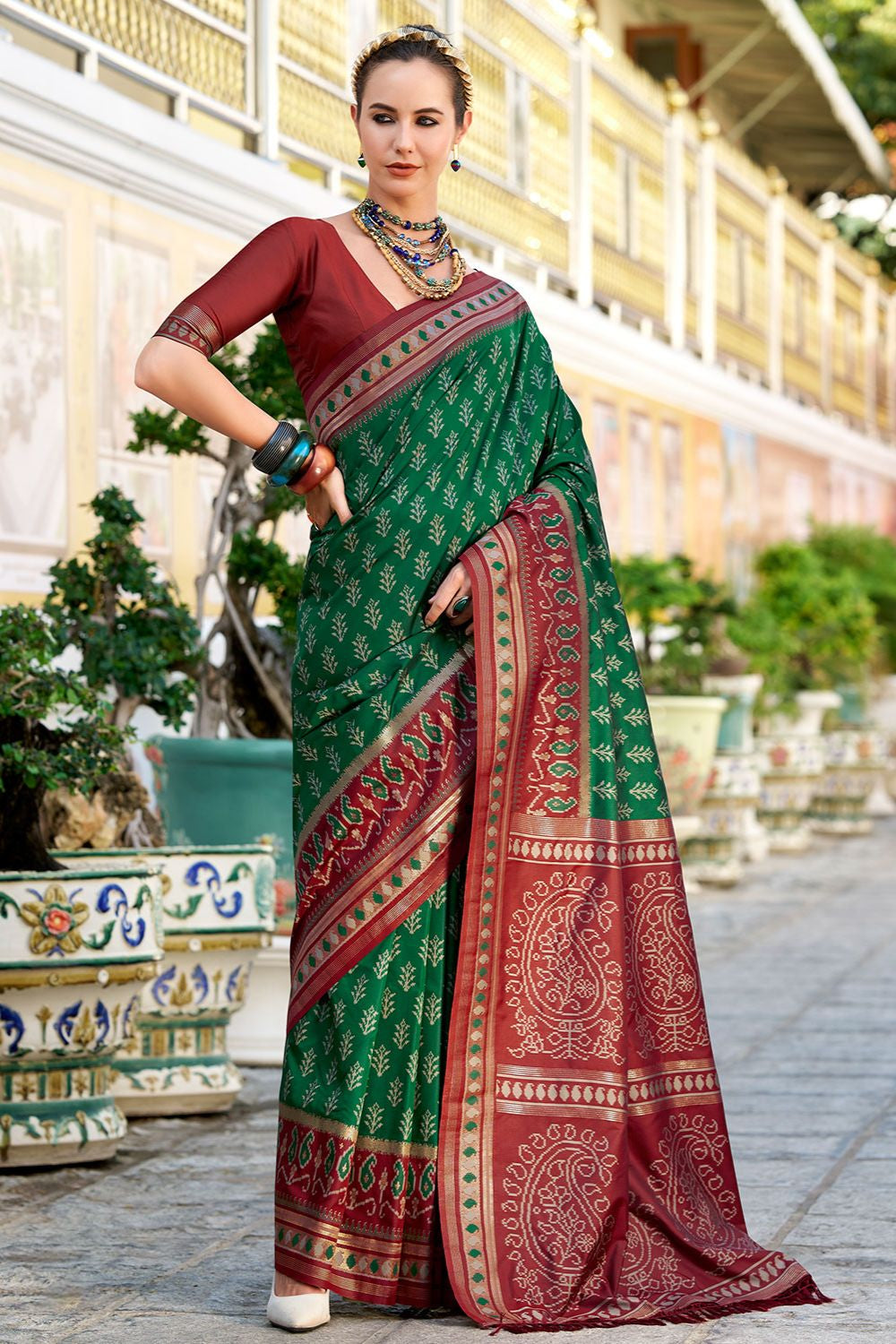 Green Soft Silk Print Casual Saree SFSJDN30603