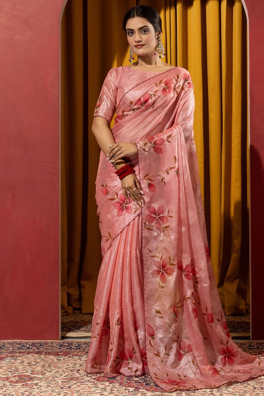 Pink Wedding Party Silk Saree Blouse SFSDR2001