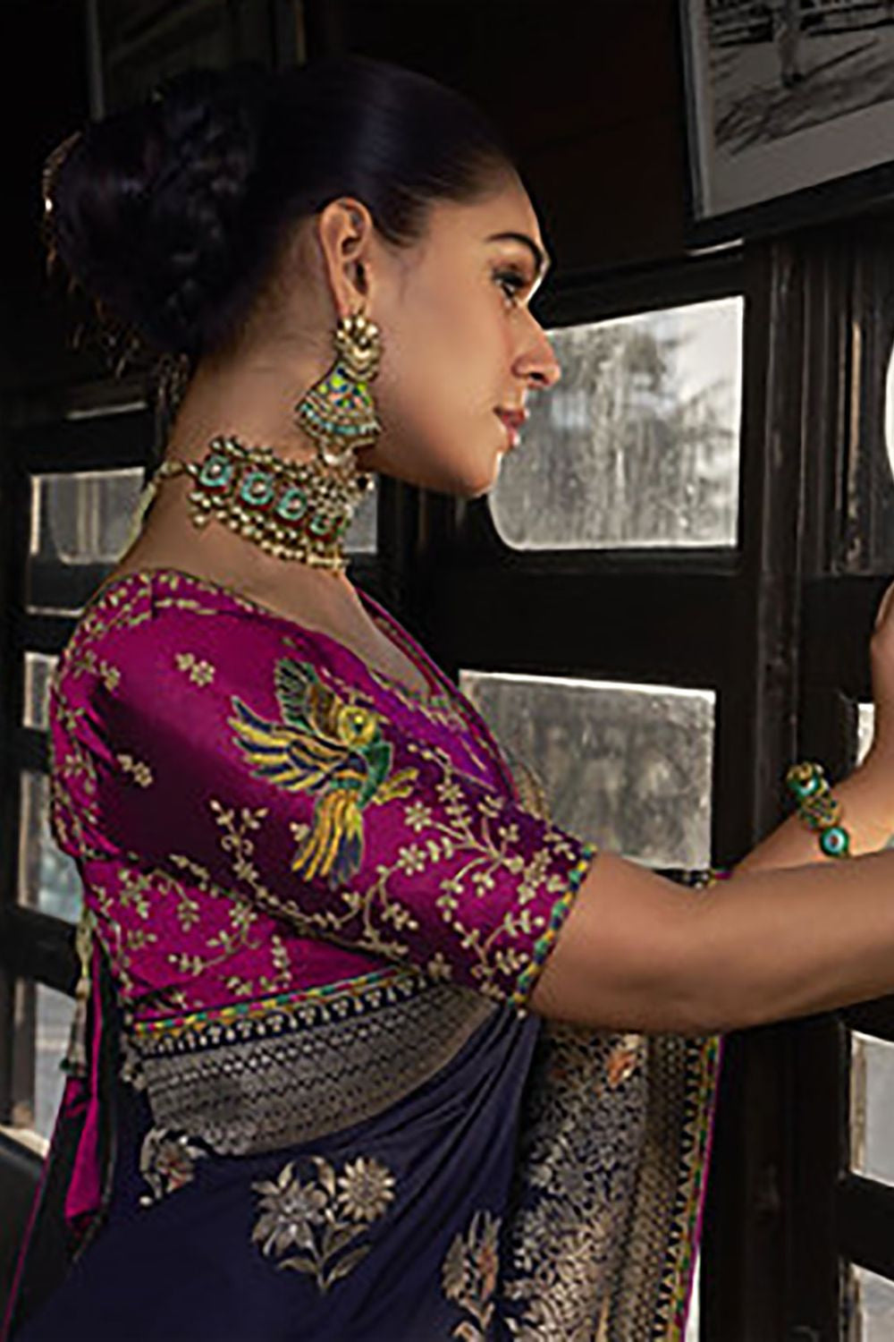 Blue Silk Wedding Party Saree Blouse SFSBL2904