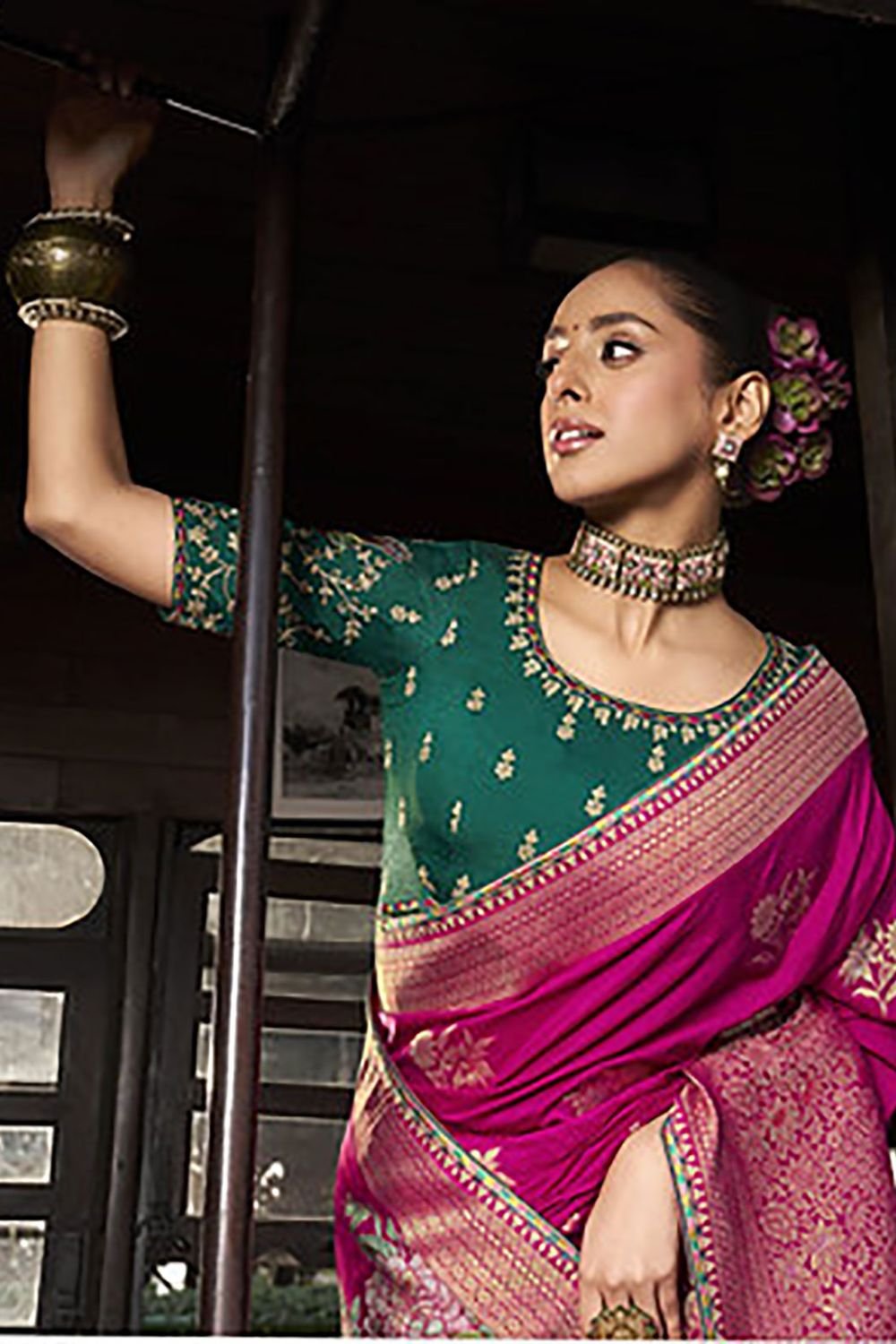 Pink Silk Wedding Party Saree Blouse SFSBL2906