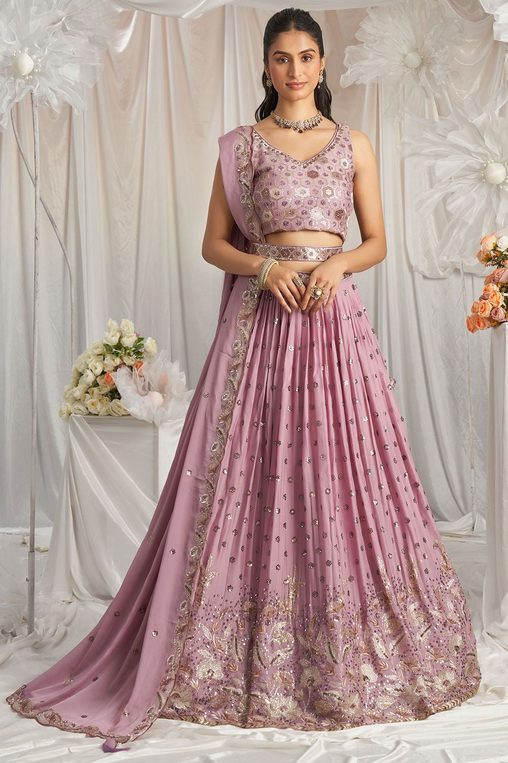 Pink Sangeet Soft Georgette Lehenga Choli SFSA495001