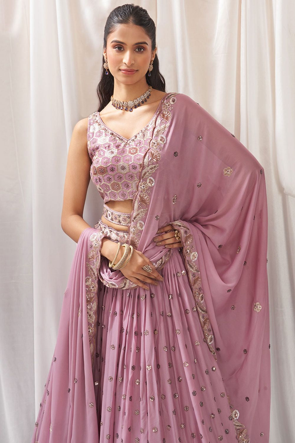 Pink Sangeet Soft Georgette Lehenga Choli SFSA495001
