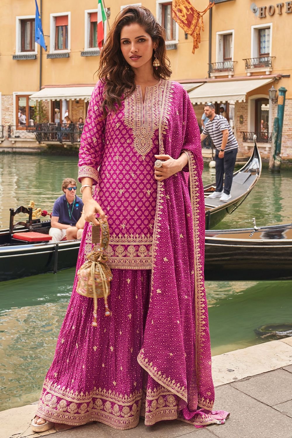 Magenta Silk Salwar Kameez - SFSMT49601R