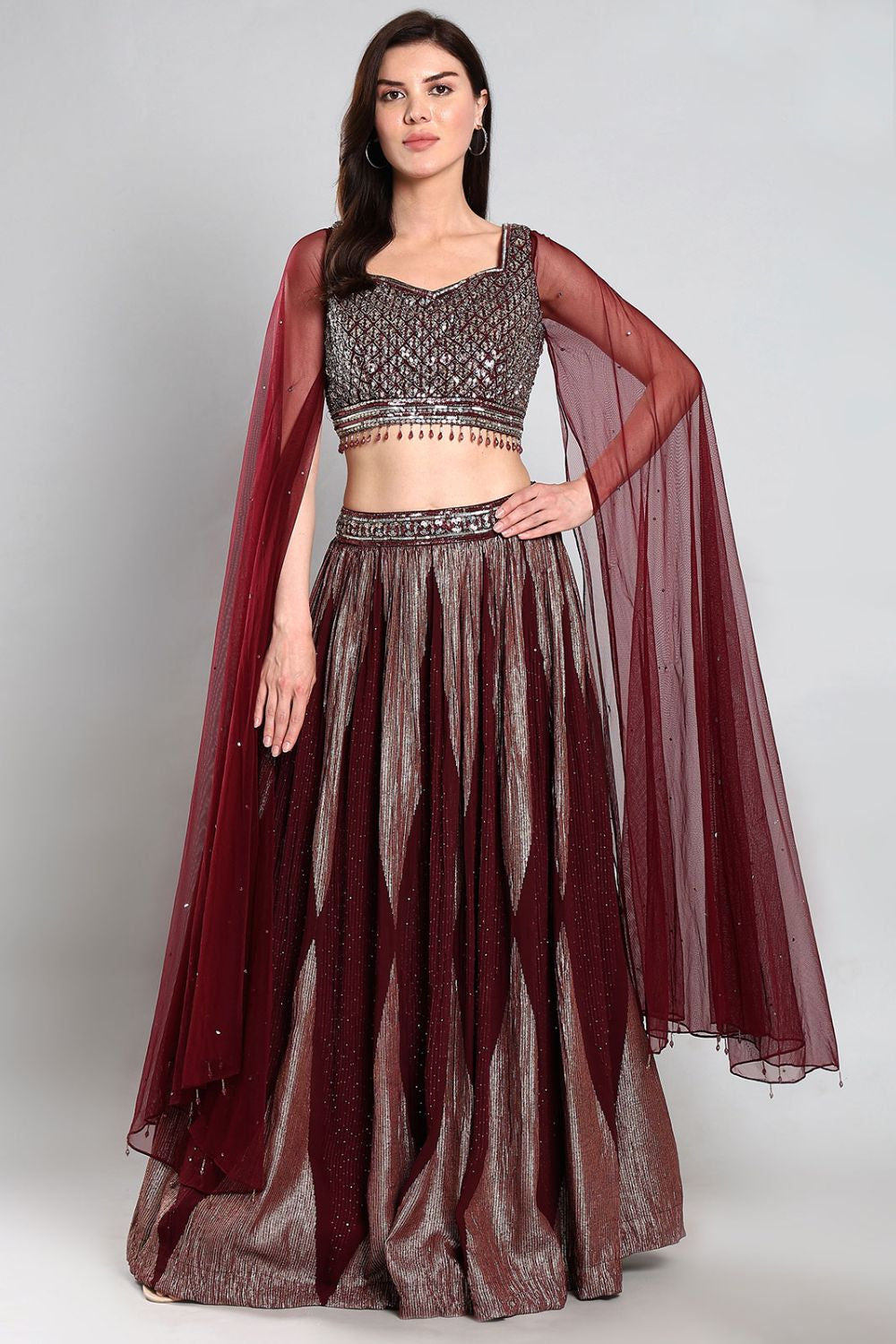 Maroon Silk Party Ready Made Lehenga Choli SFSBL1518R