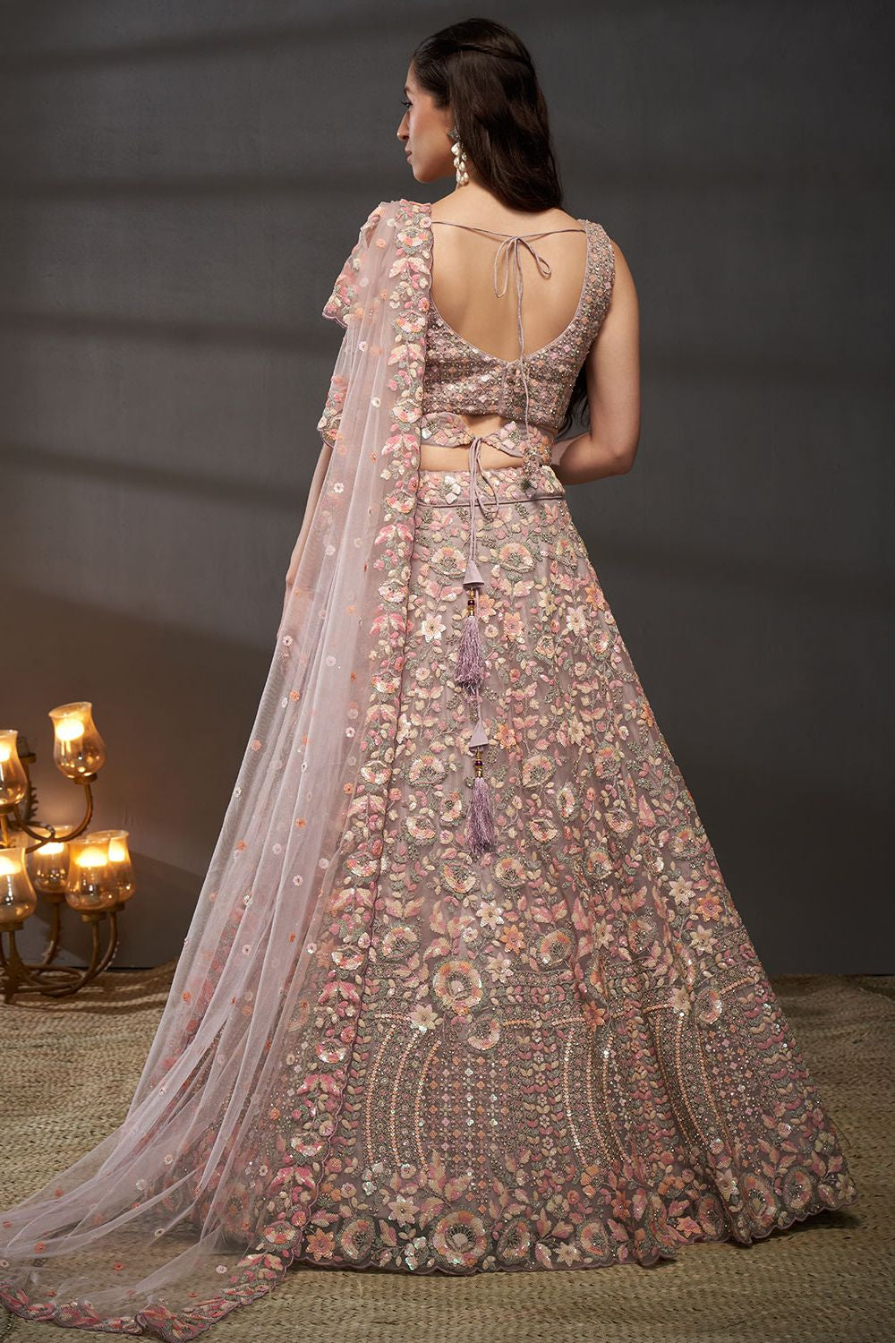 Purple Net Bridal Reception Lehenga Choli SFSA494901