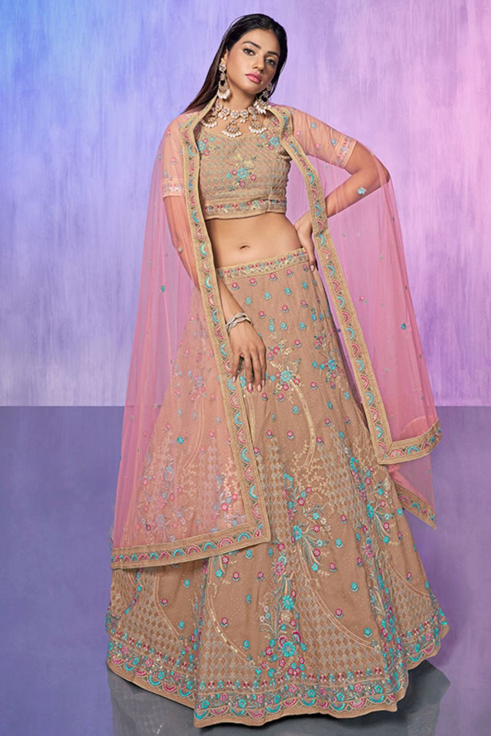 Purple Georgette Evening Reception Lehenga Choli SFARY19502