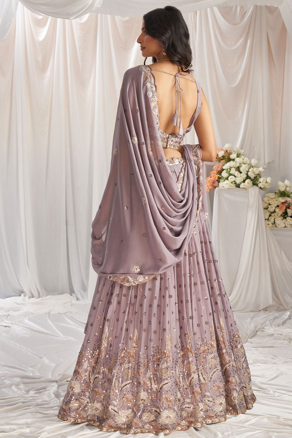 Purple Sangeet Soft Georgette Lehenga Choli SFSA495003