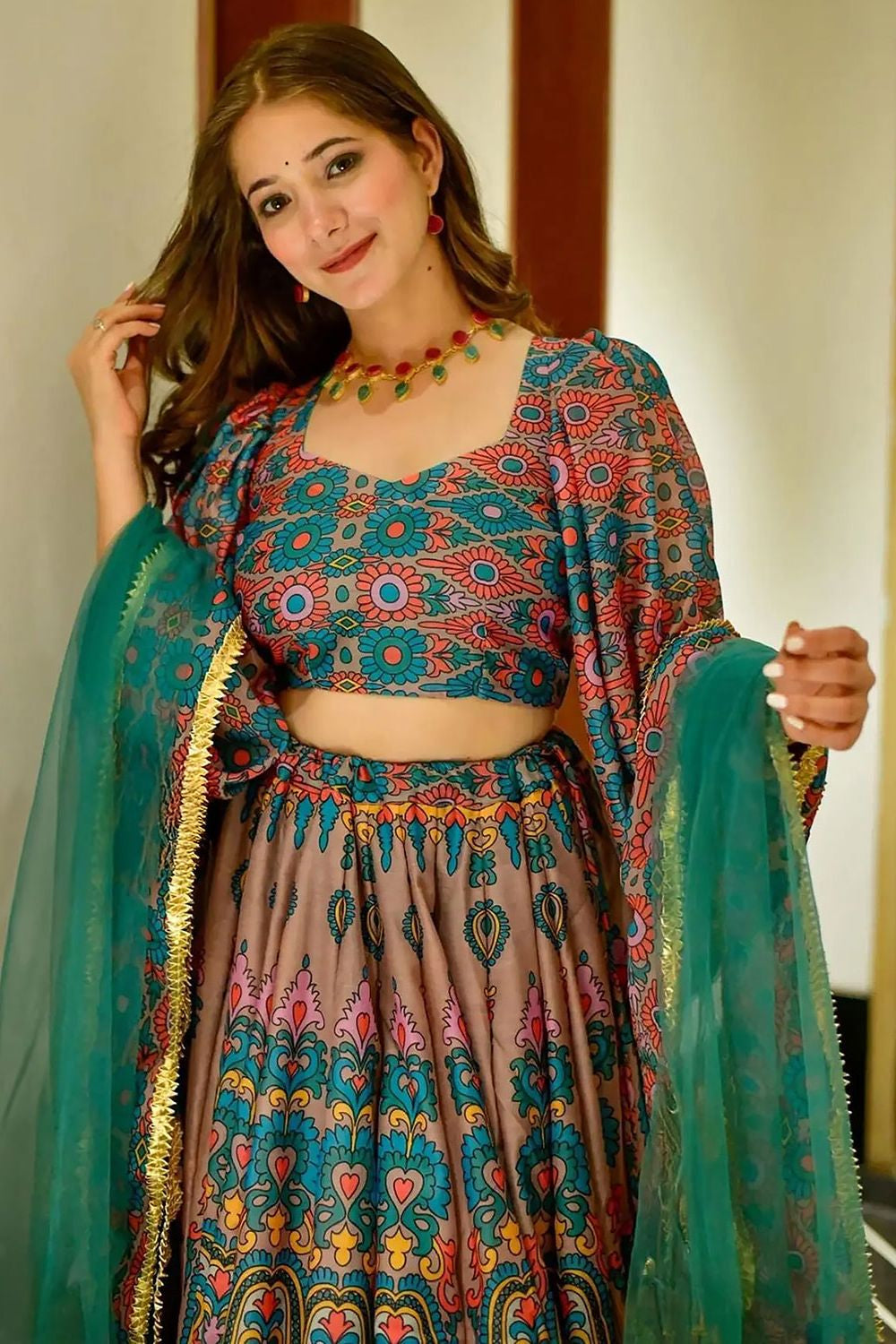 Brown Silk Navratri Lehenga Choli SFNPV66004R