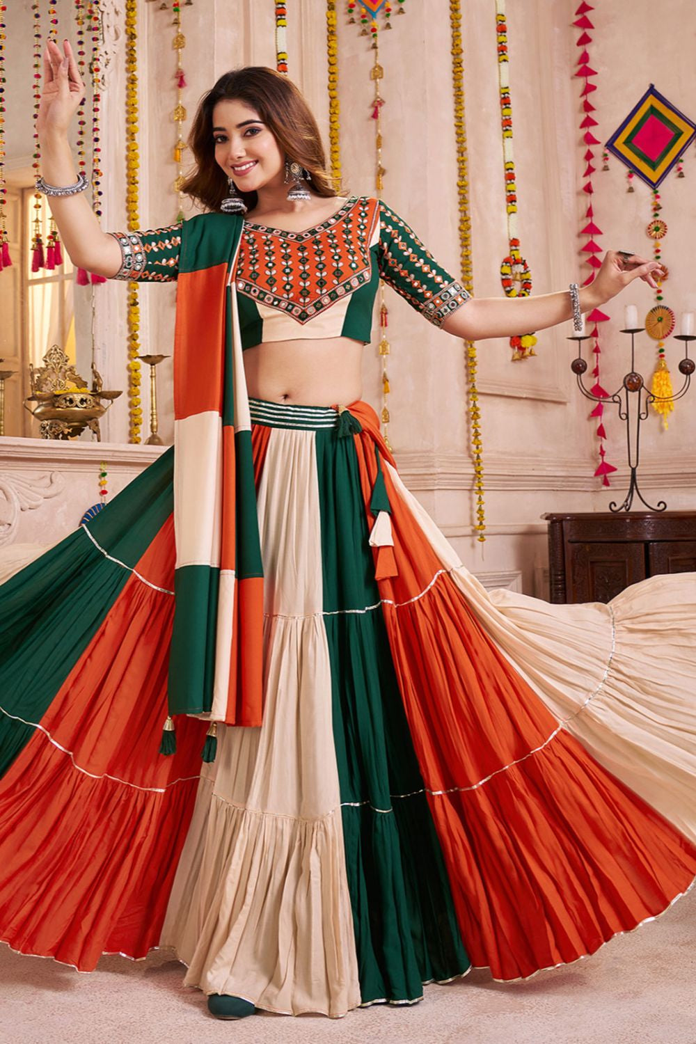 Red Cotton Navratri Chaniya Choli SFKHU20401
