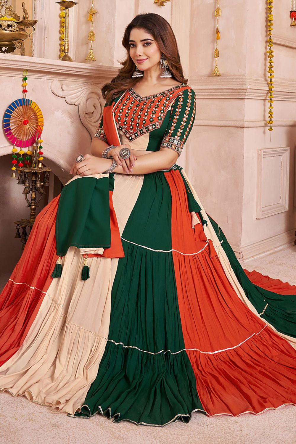 Red Cotton Navratri Chaniya Choli SFKHU20401