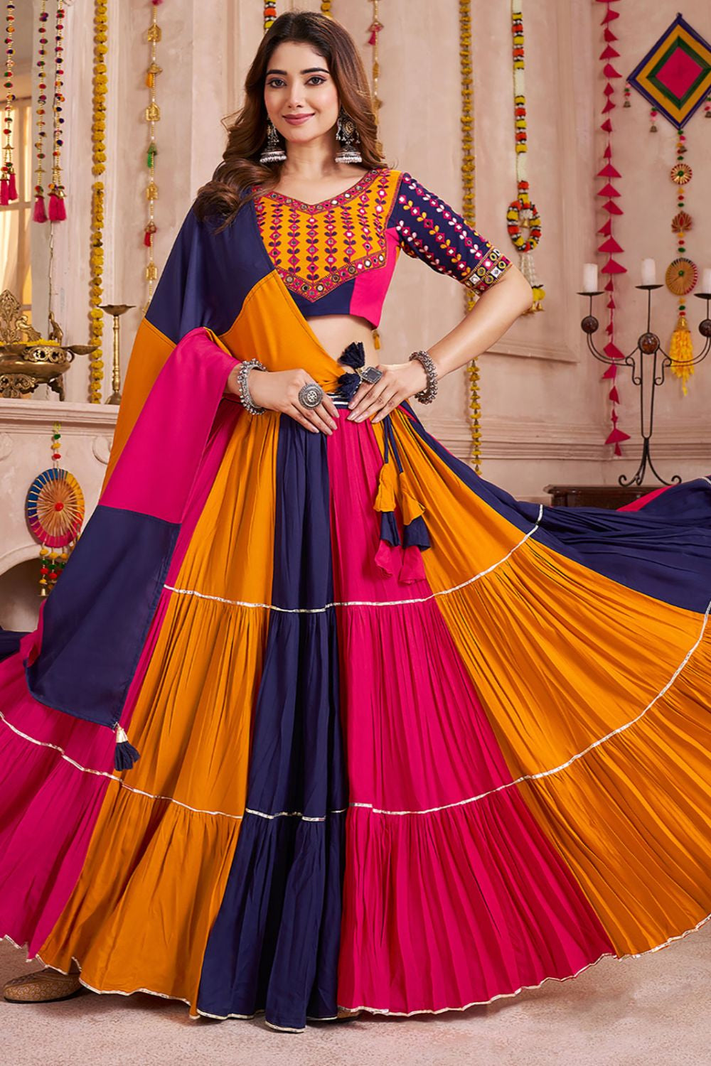 Red Cotton Navratri Chaniya Choli SFKHU20404