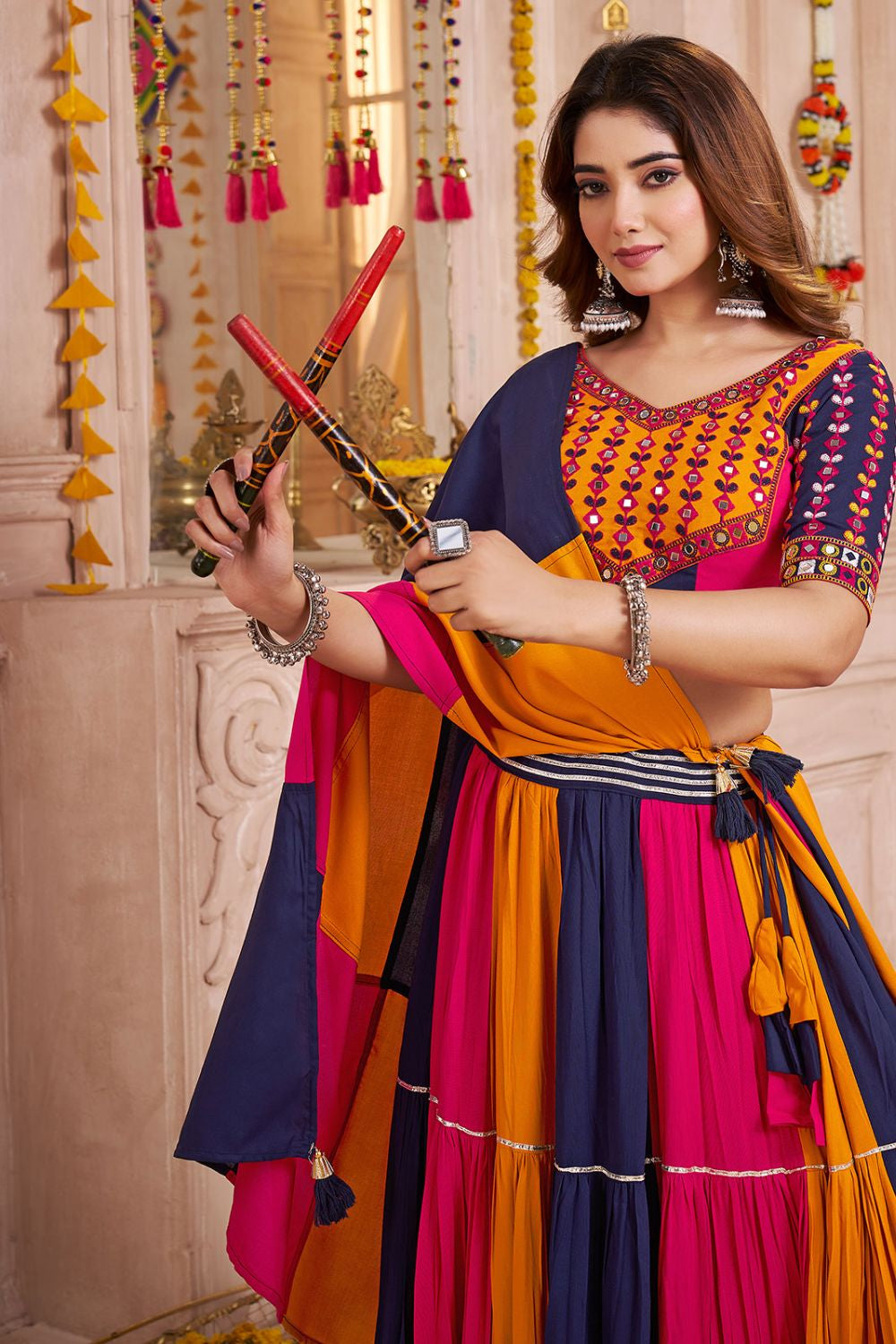 Red Cotton Navratri Chaniya Choli SFKHU20404