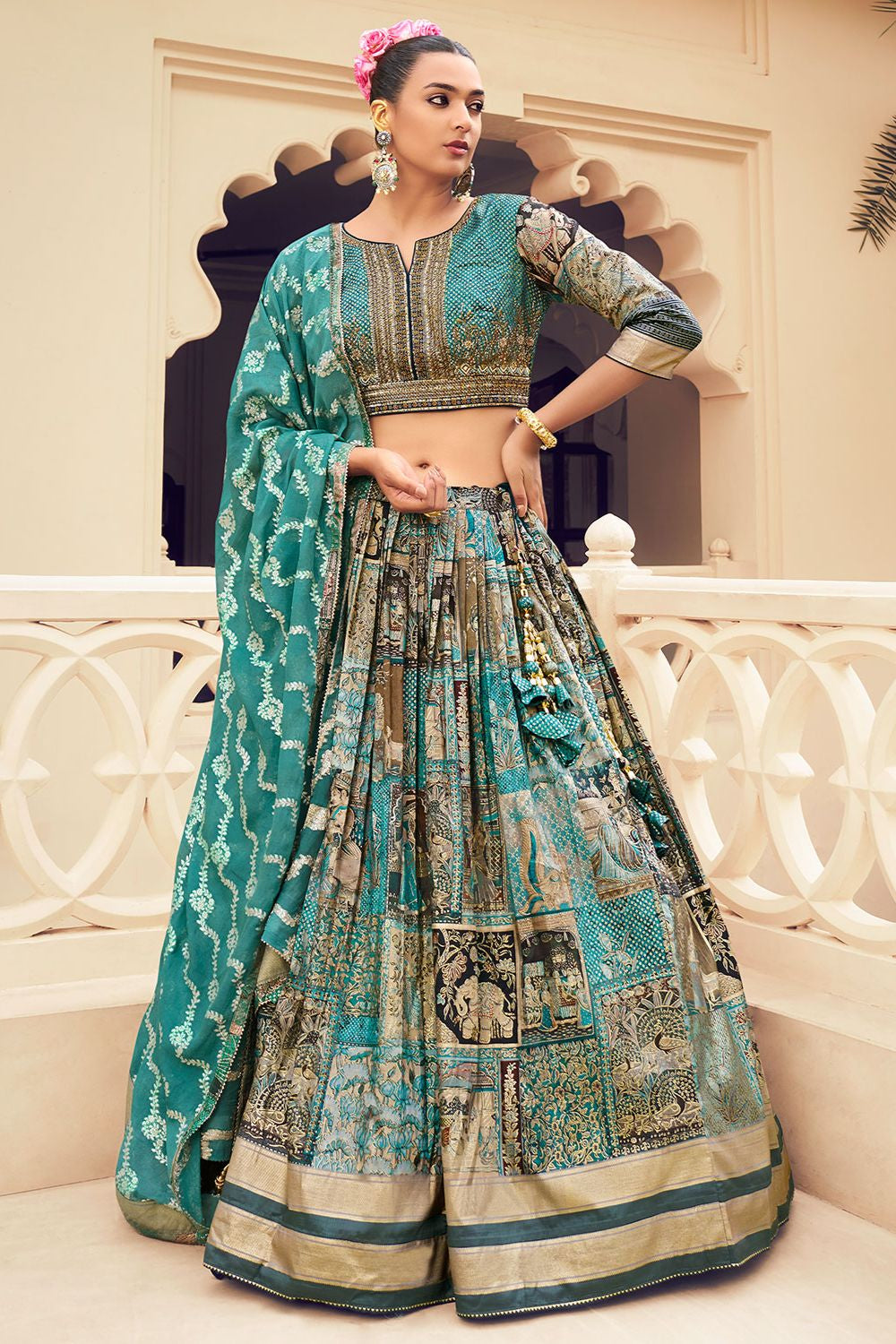 Grey Silk Lehenga Choli SFSMT45414R
