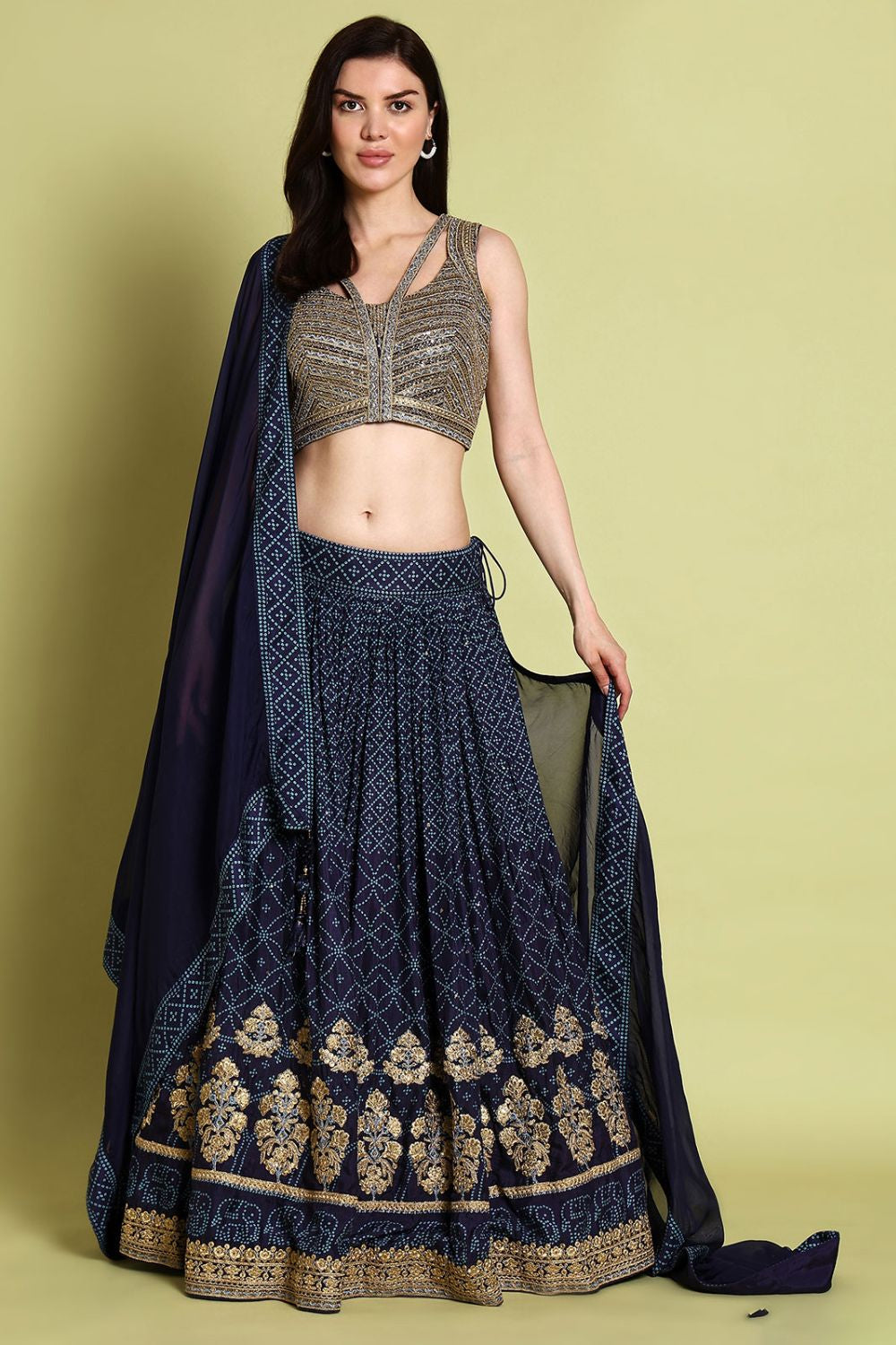 Blue Silk Bridal Sangeet Lehenga Choli SFSBL1504R