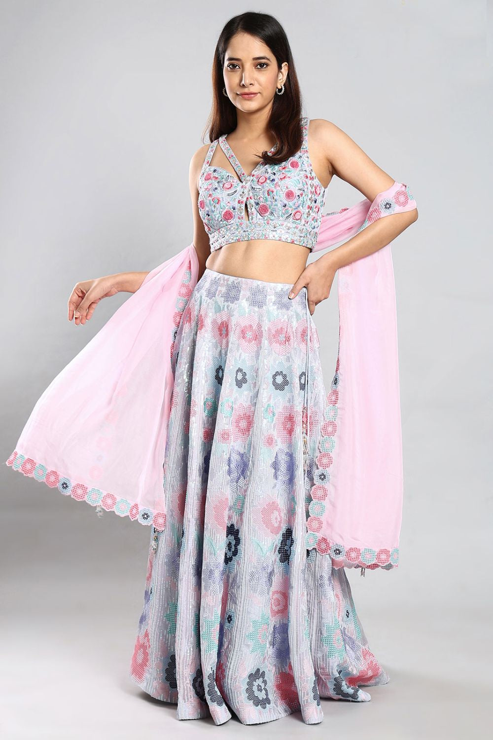 Off White Silk Bridal Sangeet Lehenga Choli SFSBL1507R