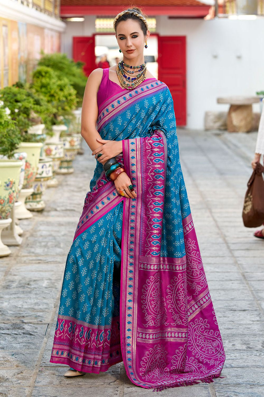 Blue Soft Silk Print Casual Saree SFSJDN30608