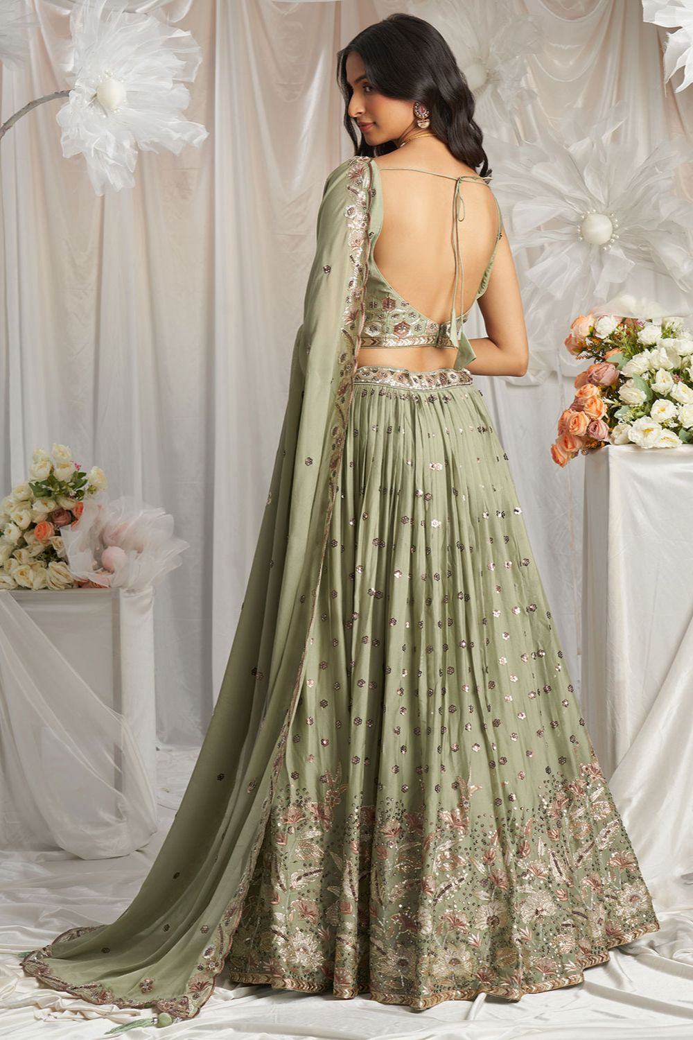 Green Sangeet Soft Georgette Lehenga Choli SFSA495002