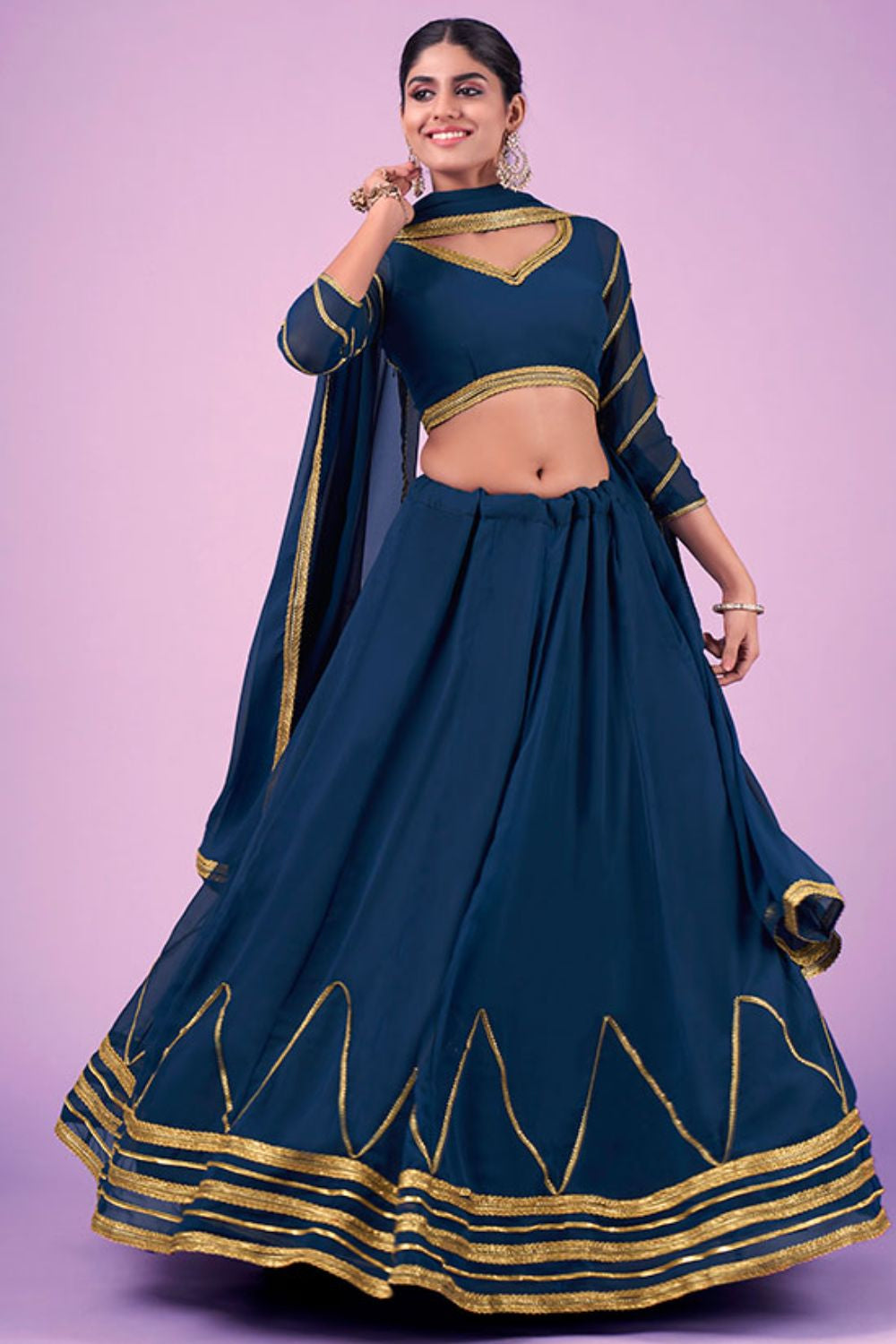 Blue Sangeet Ceremony Georgette Lehenga Choli SFARY16106