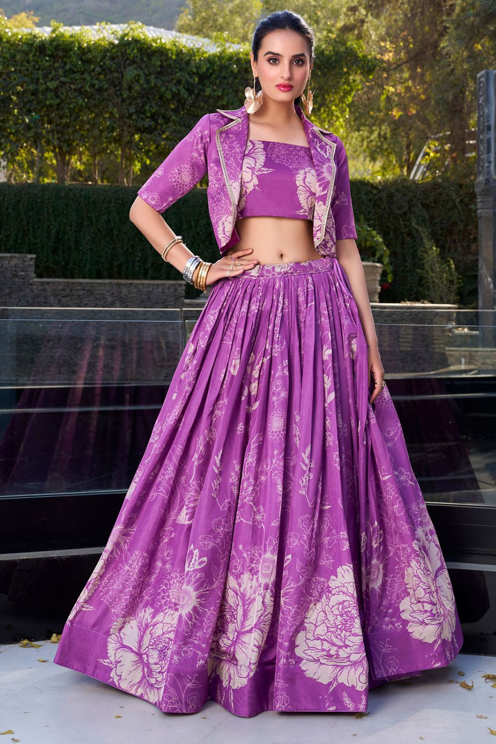 Purple Silk Evening Wedding Party Lehenga Choli SFROY541804R