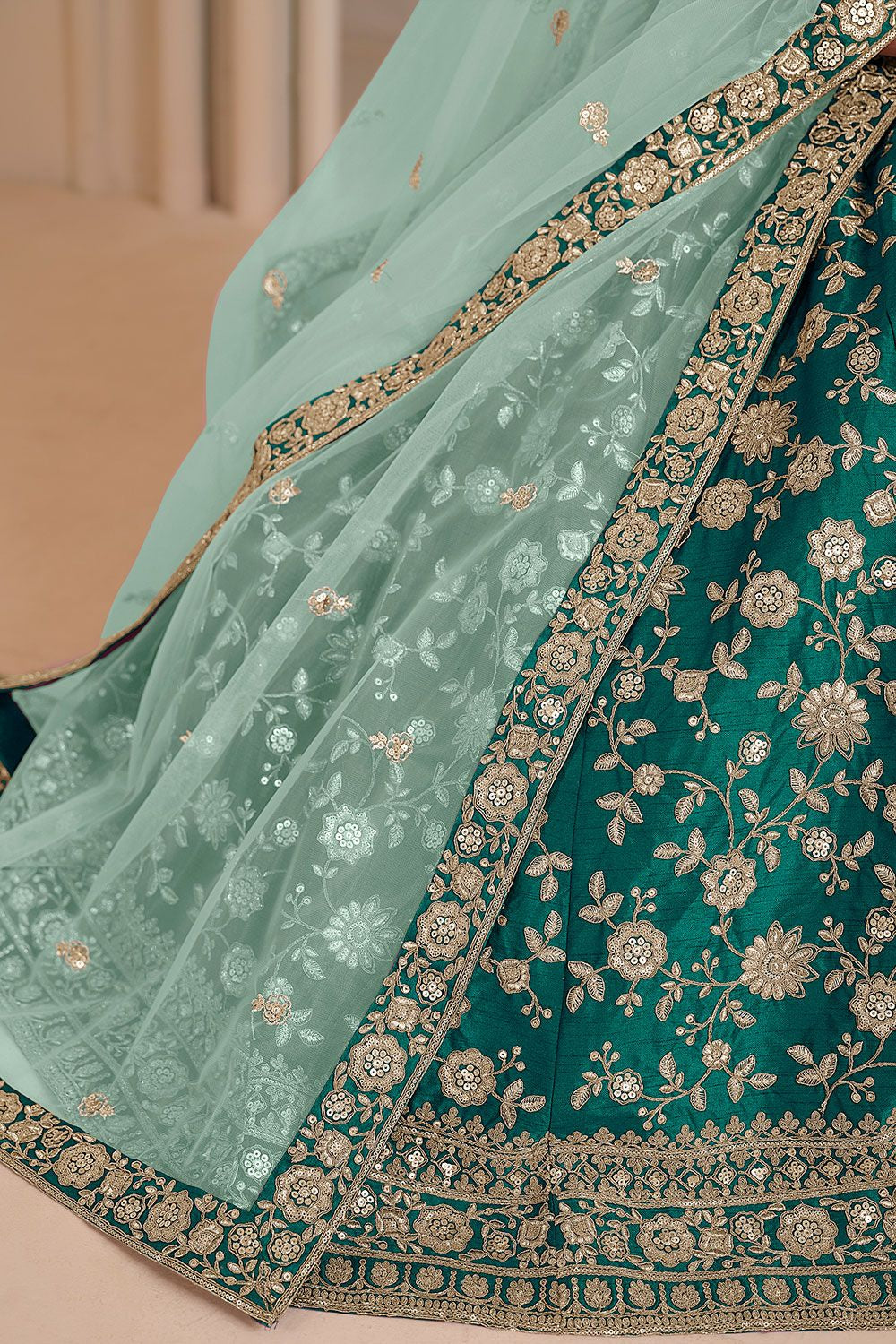 Green Art Silk Wedding Lehenga Set SFDFS33001