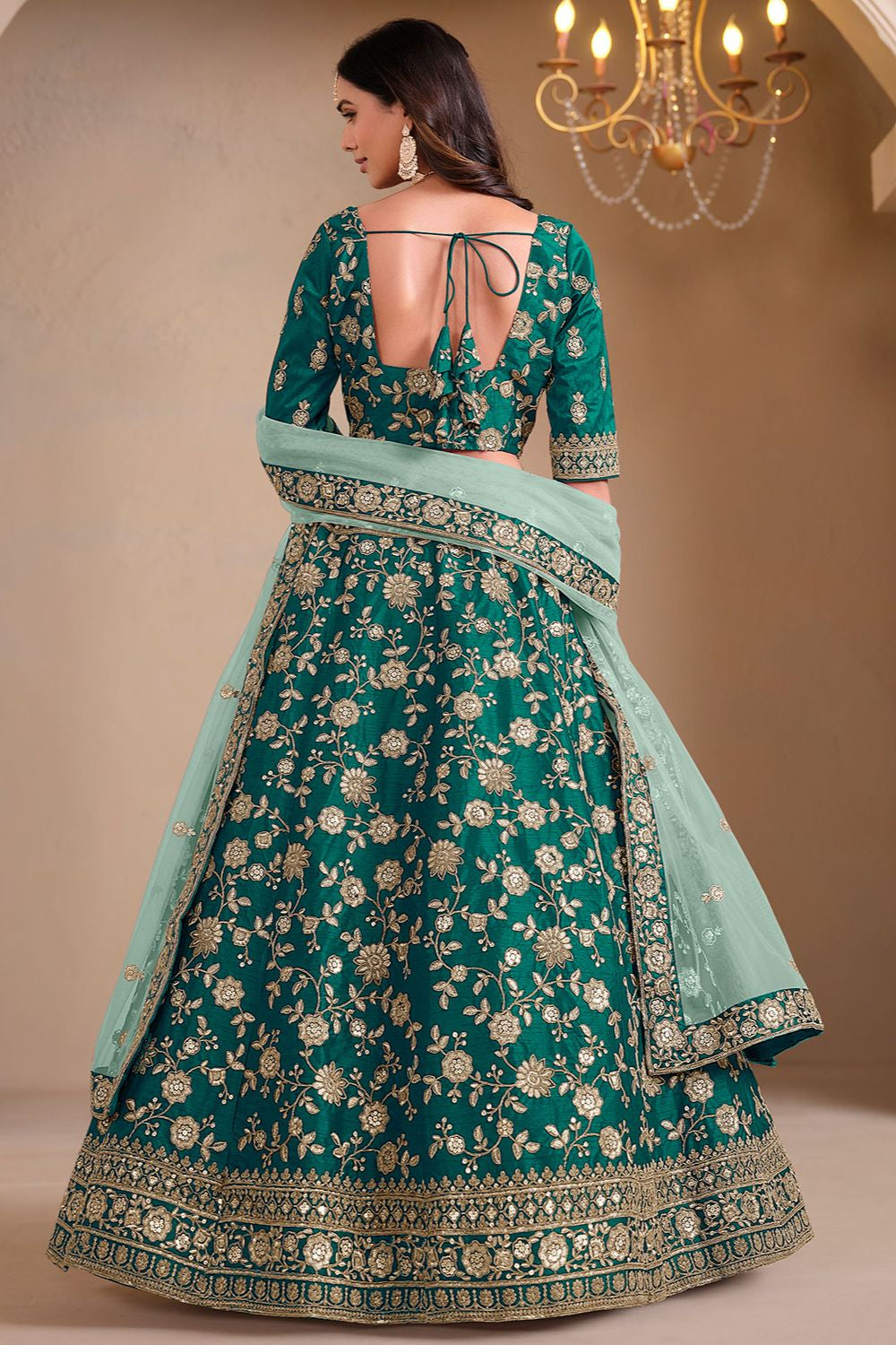 Green Art Silk Wedding Lehenga Set SFDFS33001