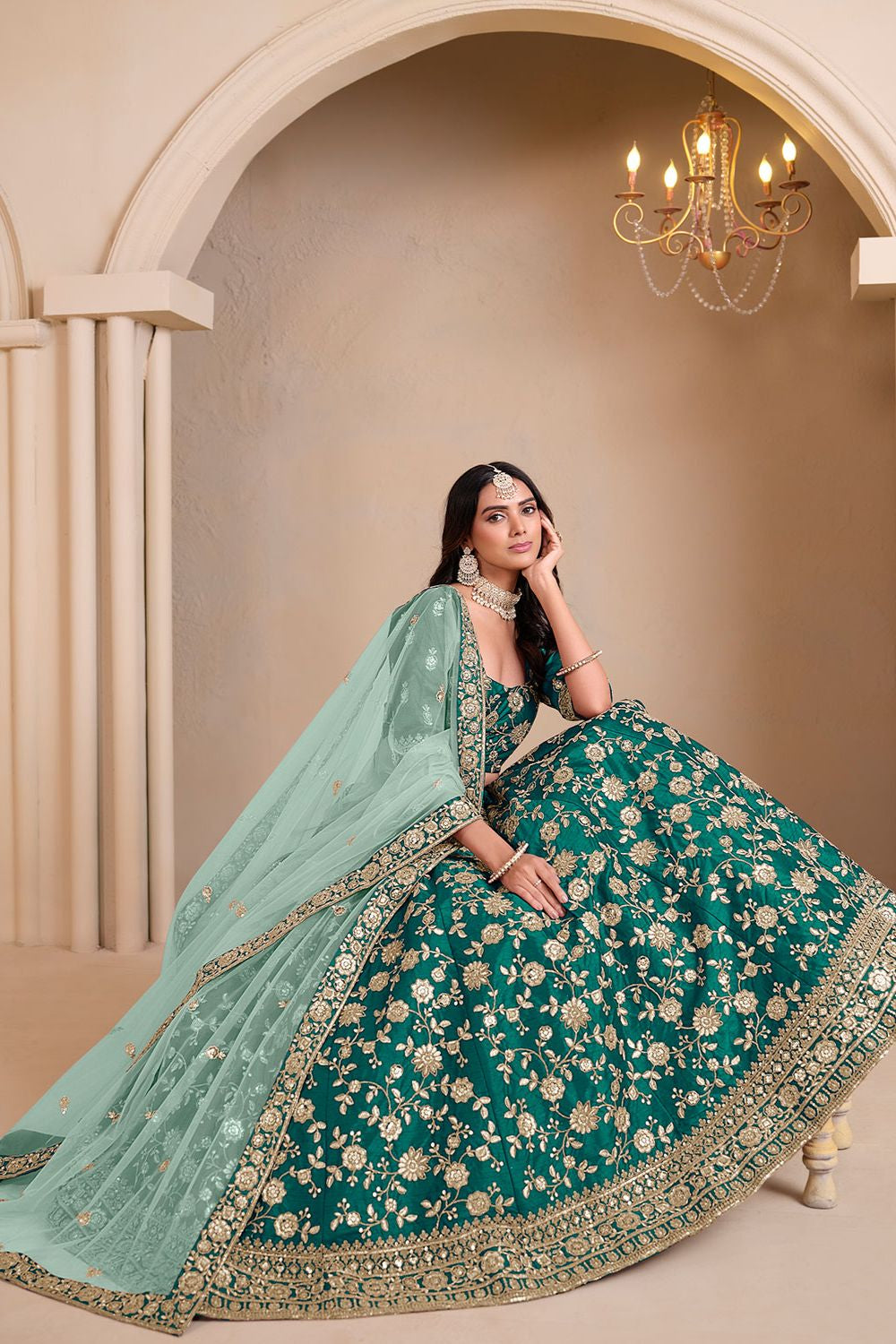 Green Art Silk Wedding Lehenga Set SFDFS33001