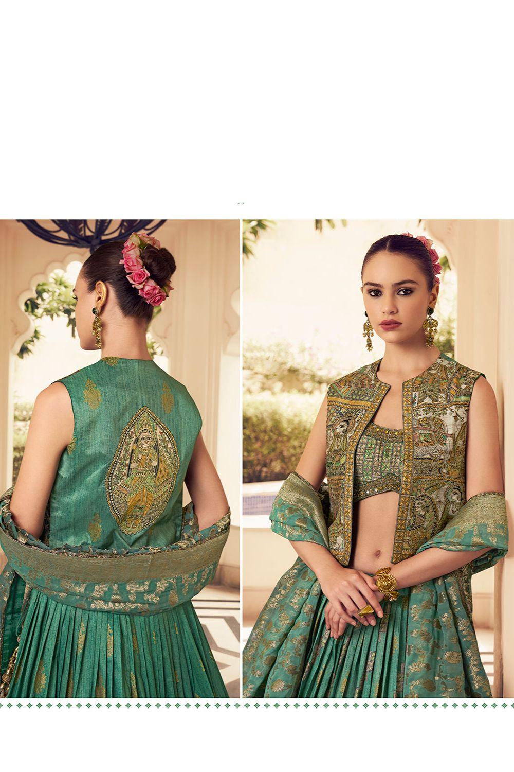 Green Silk Lehenga Choli SFSMT45412R