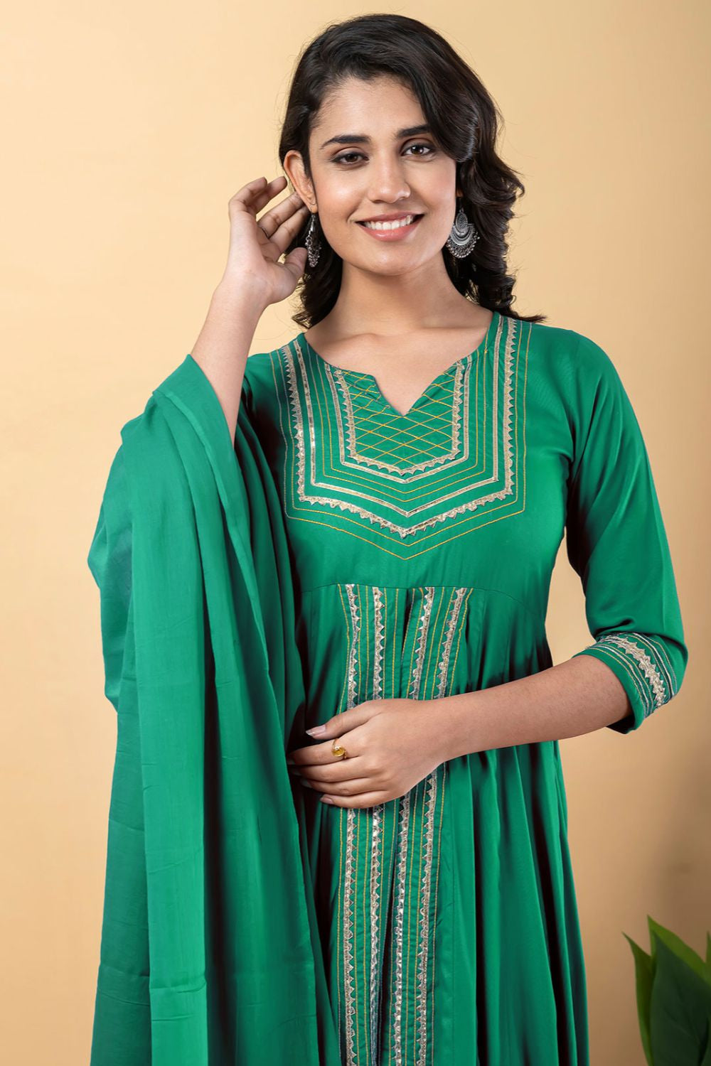 Green Rayon Plus Size Indian Sangeet Salwar Kameez SFSBR1102R