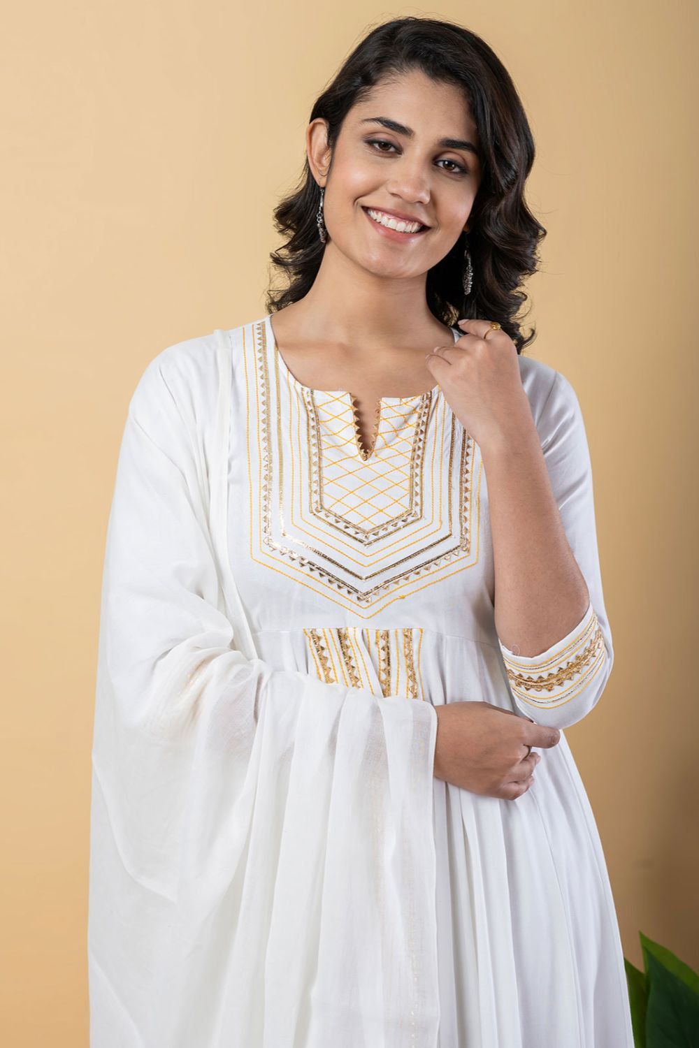 White Rayon Plus Size Indian Sangeet Salwar Kameez SFSBR1104R