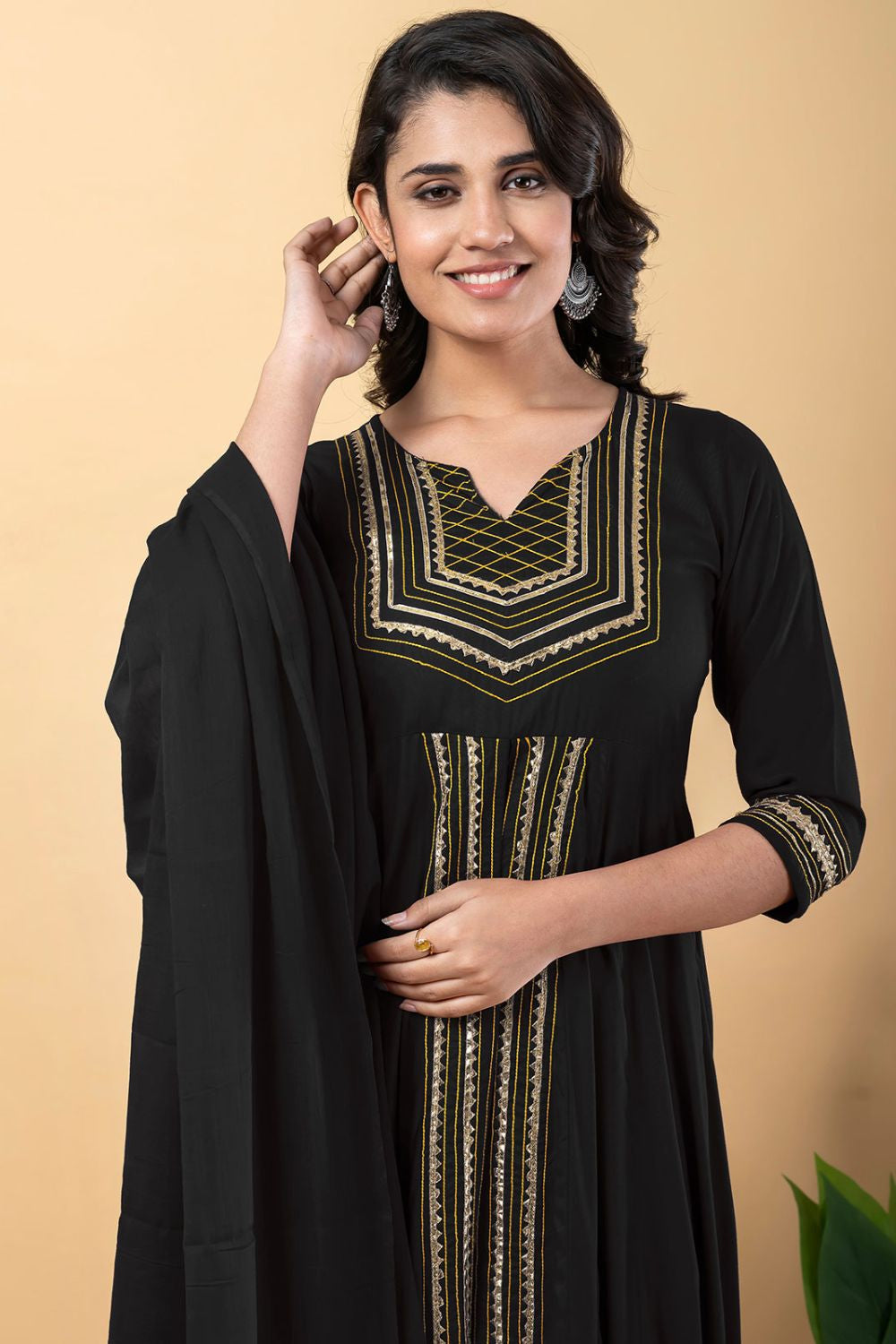 Black Rayon Plus Size Indian Sangeet Salwar Kameez SFSBR1105R