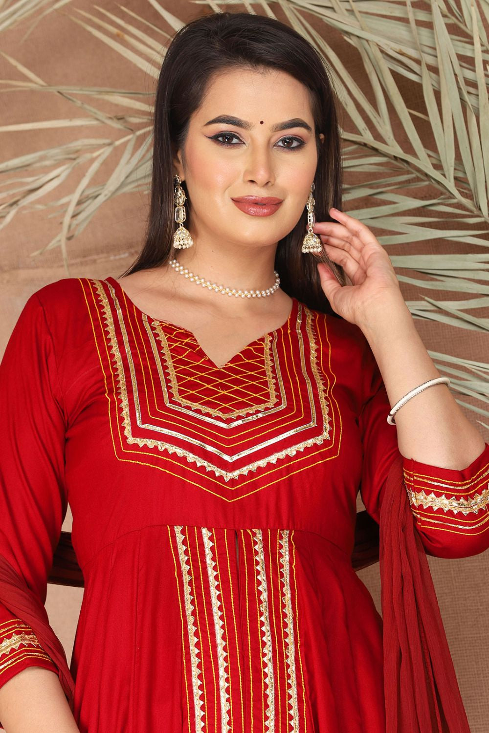 Red Rayon Plus Size Indian Sangeet Salwar Kameez SFSBR1109R