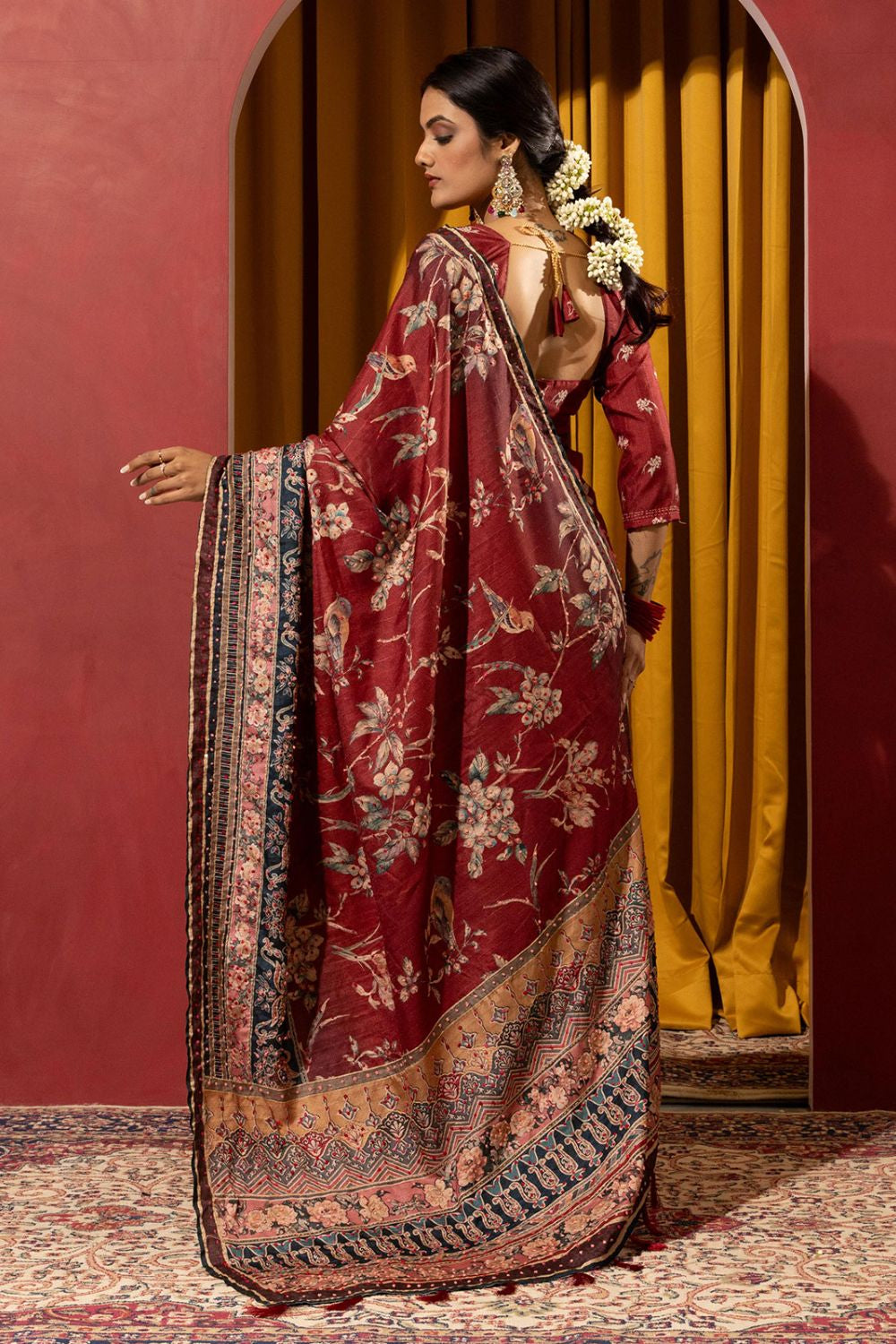 Maroon Red Bridal Wedding Silk Saree Blouse SFSDR1803