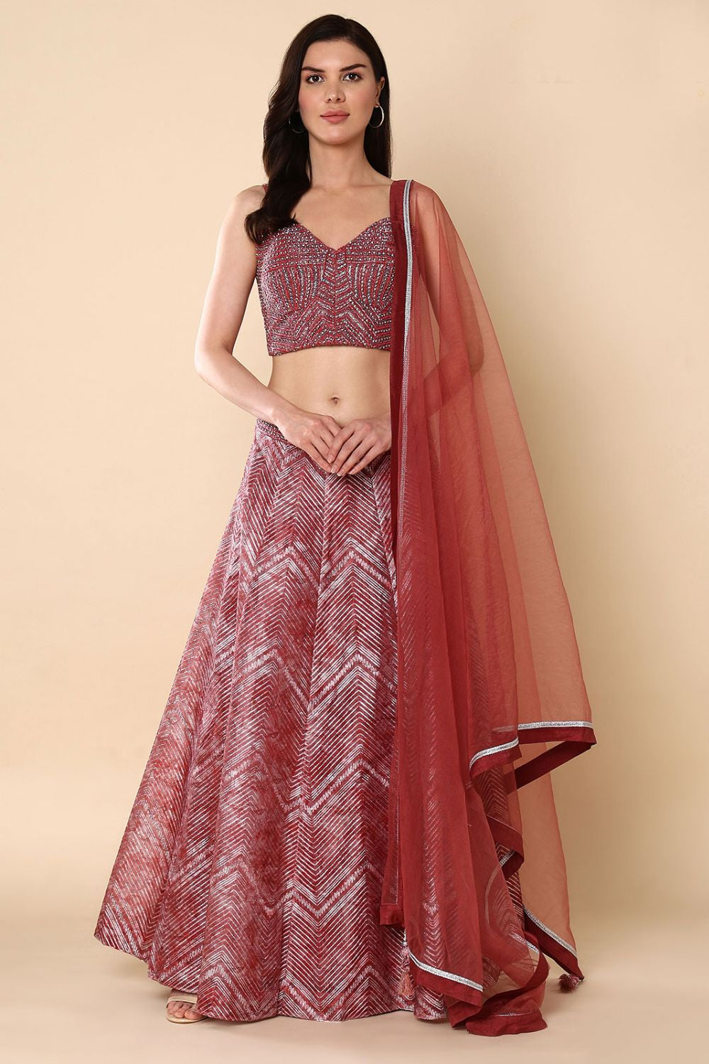 Red Silk Bridal Sangeet Lehenga Choli SFSBL1506R