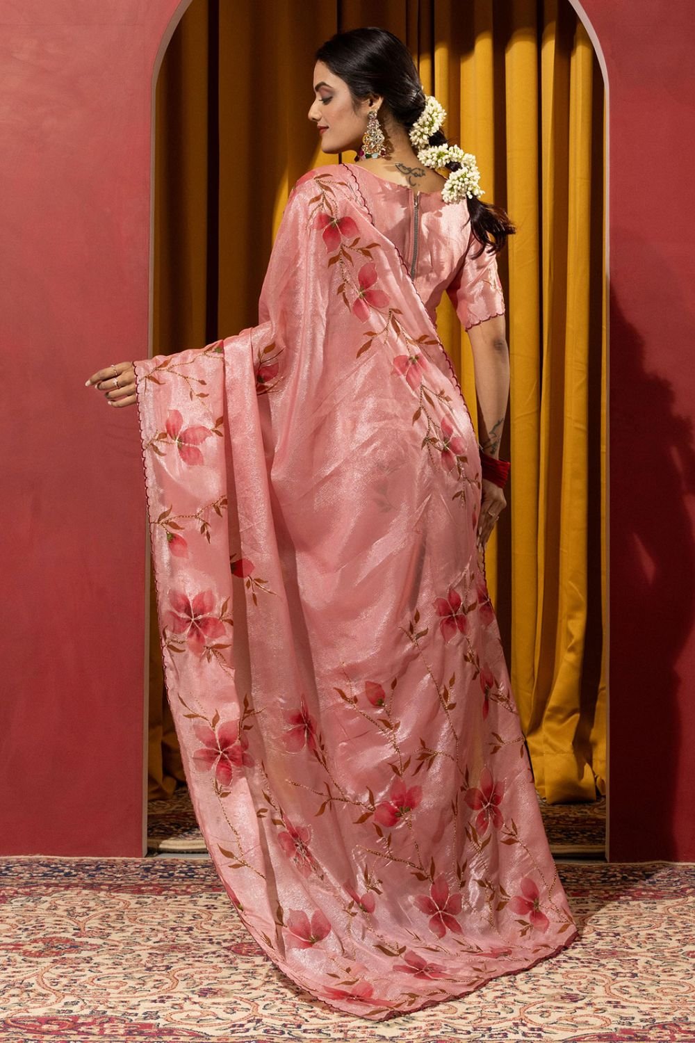 Pink Wedding Party Silk Saree Blouse SFSDR2001