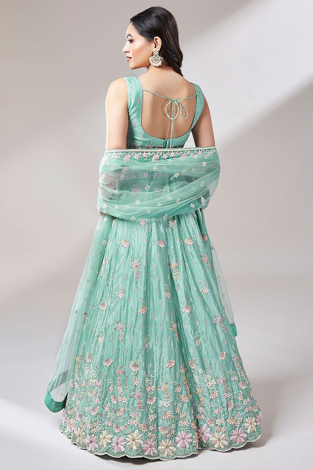 Green Cocktail Evening Net Lehenga Choli SFROY522406