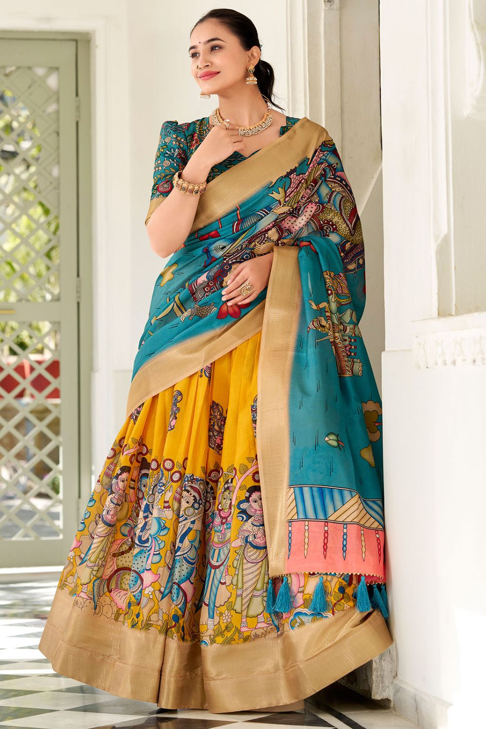 Yellow Dola Silk Partywear Lehenga Choli SFROY503703