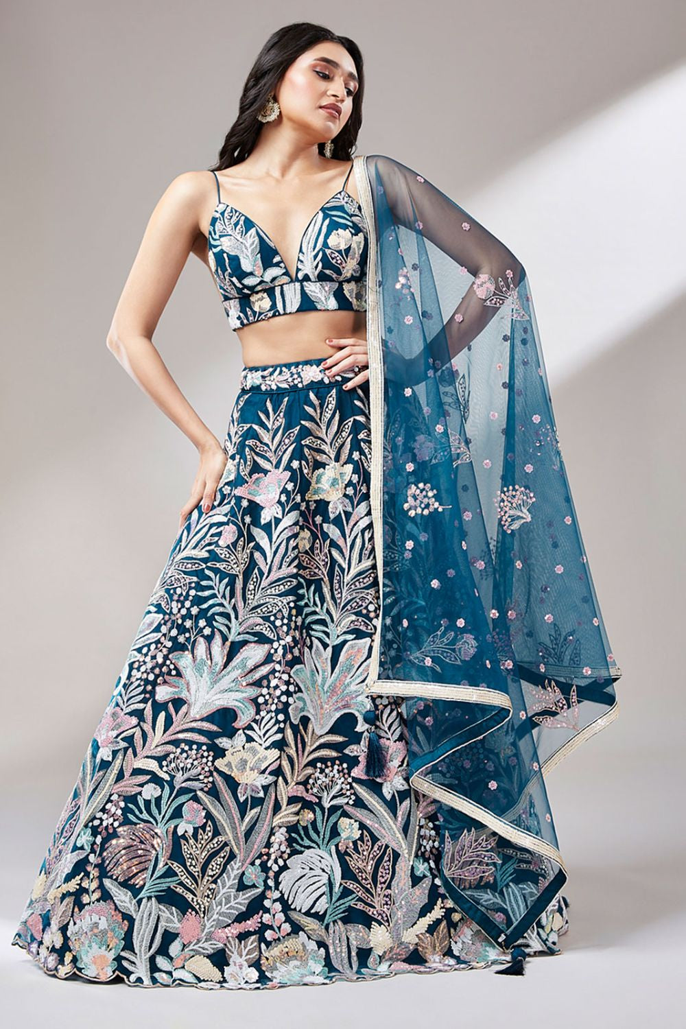 Green Cocktail Evening Net Lehenga Choli SFROY522404