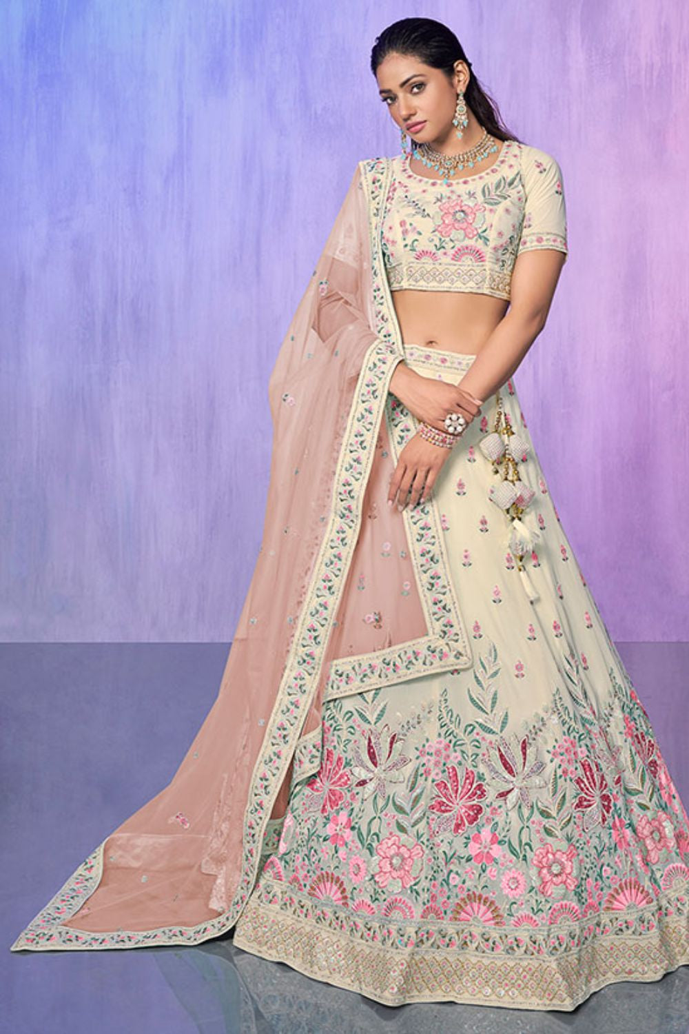 White Georgette Wedding Lehenga Choli SFARY19519
